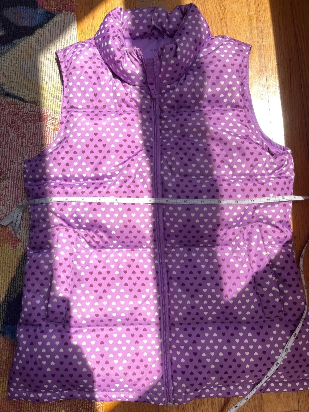Lands' End Kids Purple Heart Puffer Vest - Size Medium (10-12) - NWT